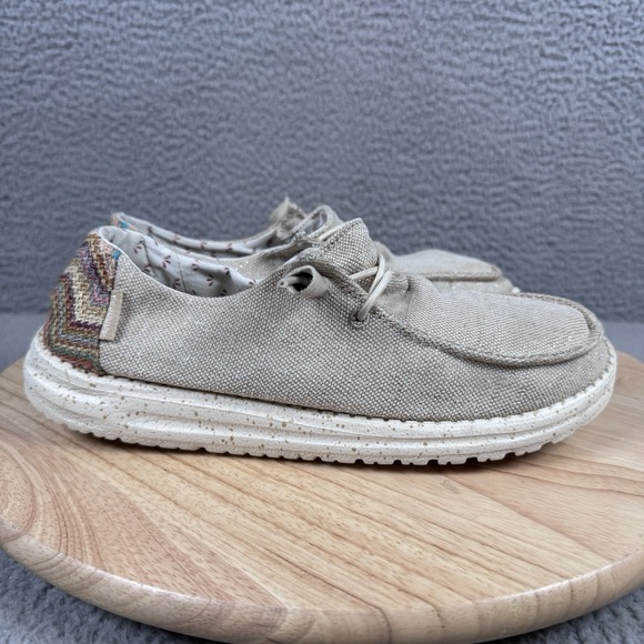 Hey Dude Shoes - Hey Dude Wendy Womens 9 Tan Raffia Casual Shoes Slip On Comfort Southwestern